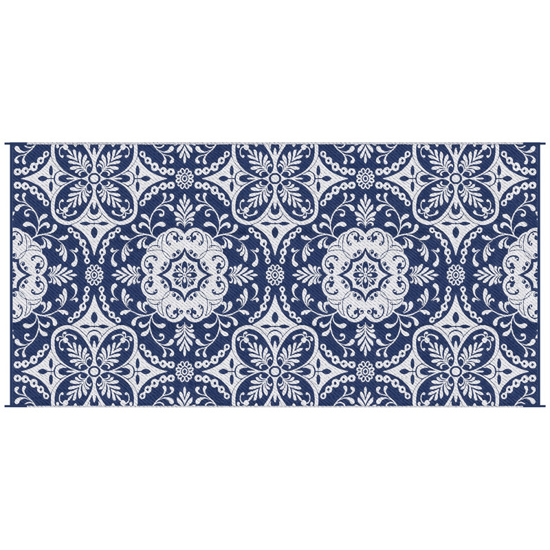 Outsunny Reversible Outdoor Rug Carpet, Waterproof Plastic Straw Rug, Portable Rv Camping Rugs With Carry Bag, Large Floor Mat For Backyard, Deck, Picni C& Beach