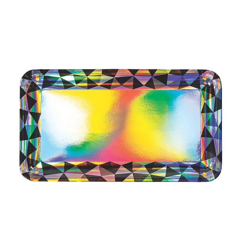 Iridescent Black and Silver Diamond Paper Serving Trays - 3 Pieces