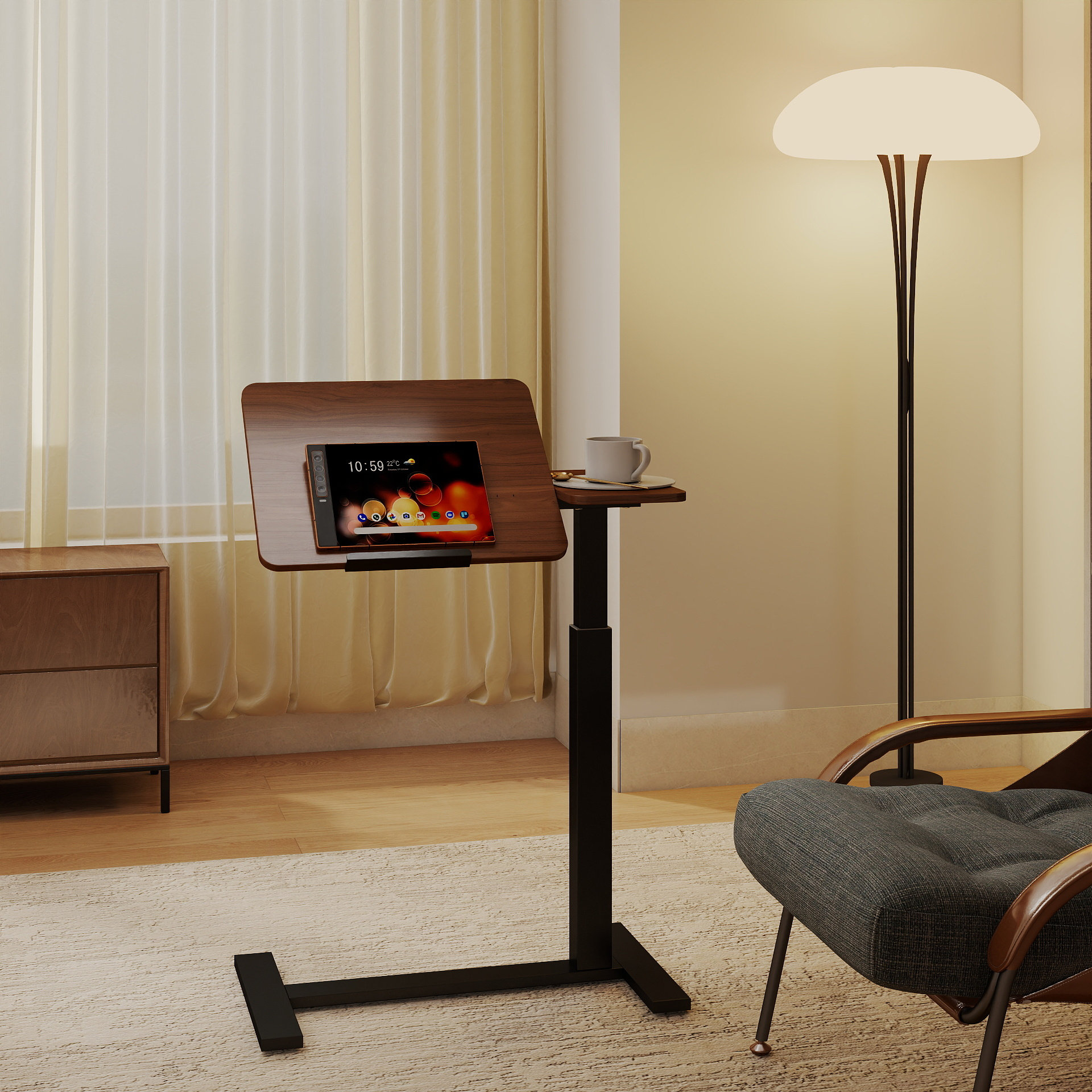 Latitude Run® Mobile Adiustable Standing Desk, Overbed bedside desk ...