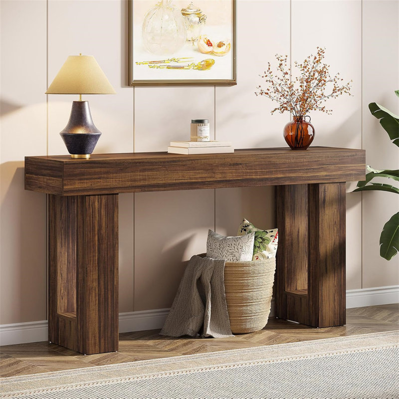 62.99"Long Farmhouse Console Table, Brown