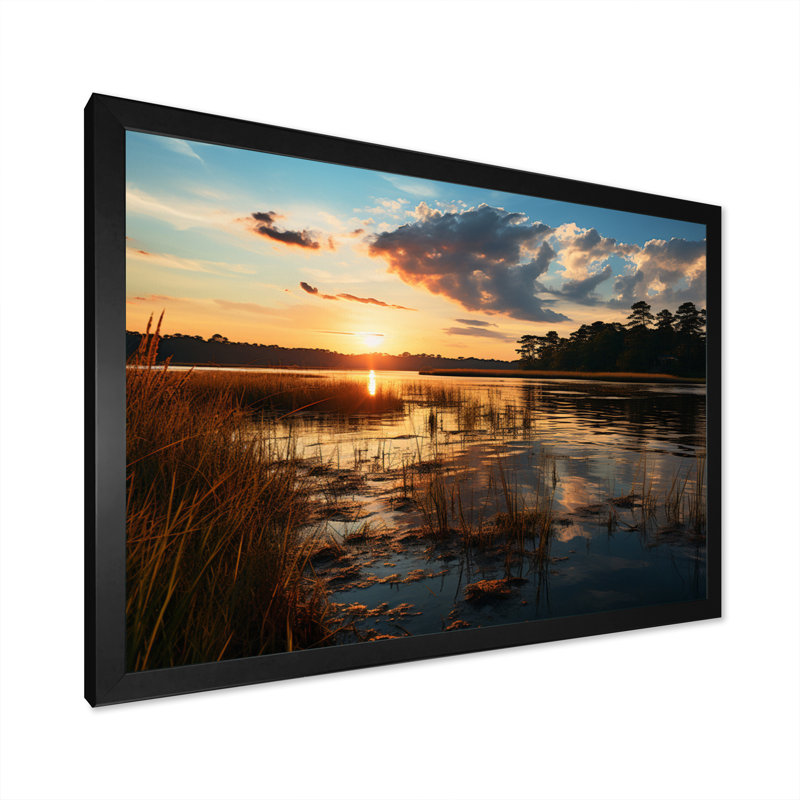 Paysage côtier du Delaware III sur toile, H 16 po x l 32 po x P 1 po, Cadre photo noir