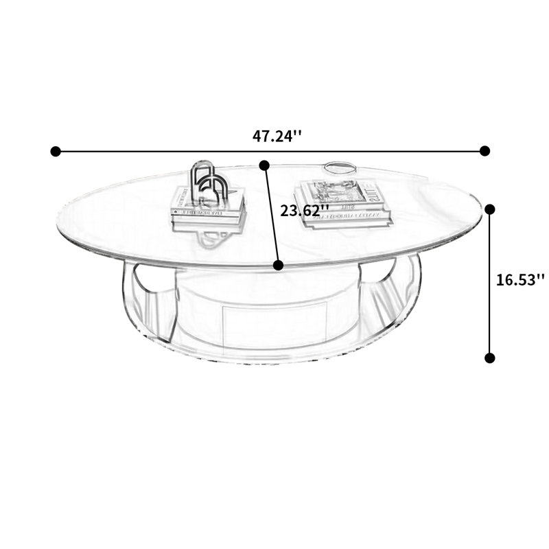 Pedestal Coffee Table with Storage, H 16,53 po x l 47,24 po x P 23,62 po, Or