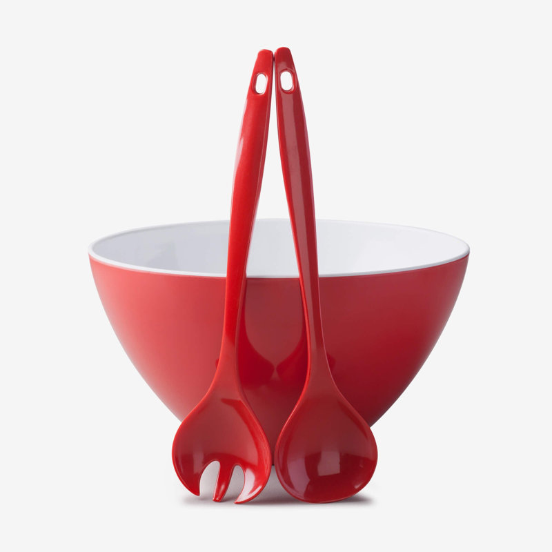 Melamine Salad Bowl and Server Set, Red