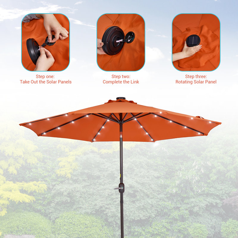 Parasol de marché éclairé 108,00 po Donyu, Orange