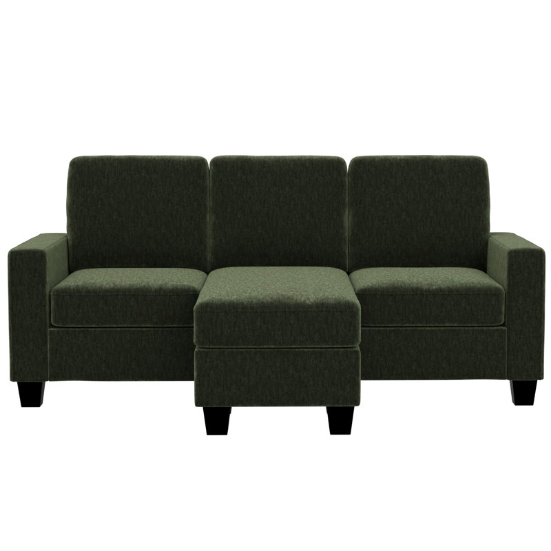 Canapé et chaise longue réversible de 78 po avec repose-pieds Rickmansworth, Polyester vert