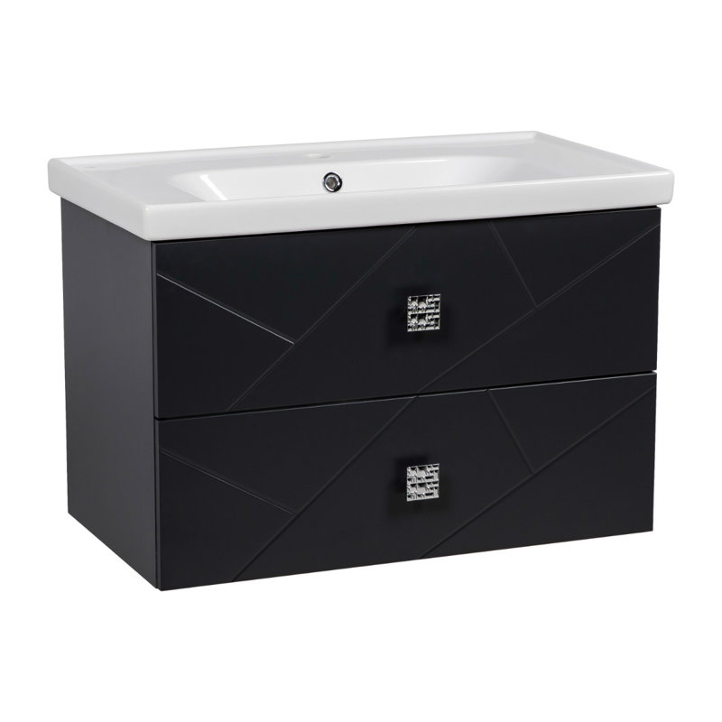 Ensemble de meuble-lavabo mural avec lavabo Jakkia-W_Modern, Gris anthracite mat