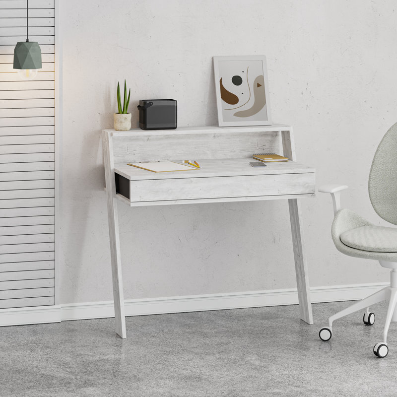 Ackeem 1 Drawer Modern Desk, Ancient White/Anthracite