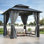 Pavillon de jardin en aluminium l 8,5 pi x P 8,5 pi - Pavillon de jardin en acier galvanisé avec rideaux et filets
