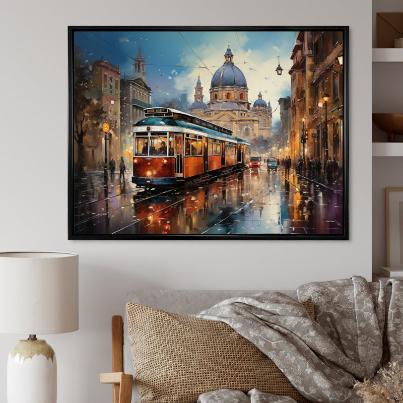 «Italy Florentine Streets - Cityscapes», reproduction d'art sur toile, Cadre flottant noir, 30" H x 40" W