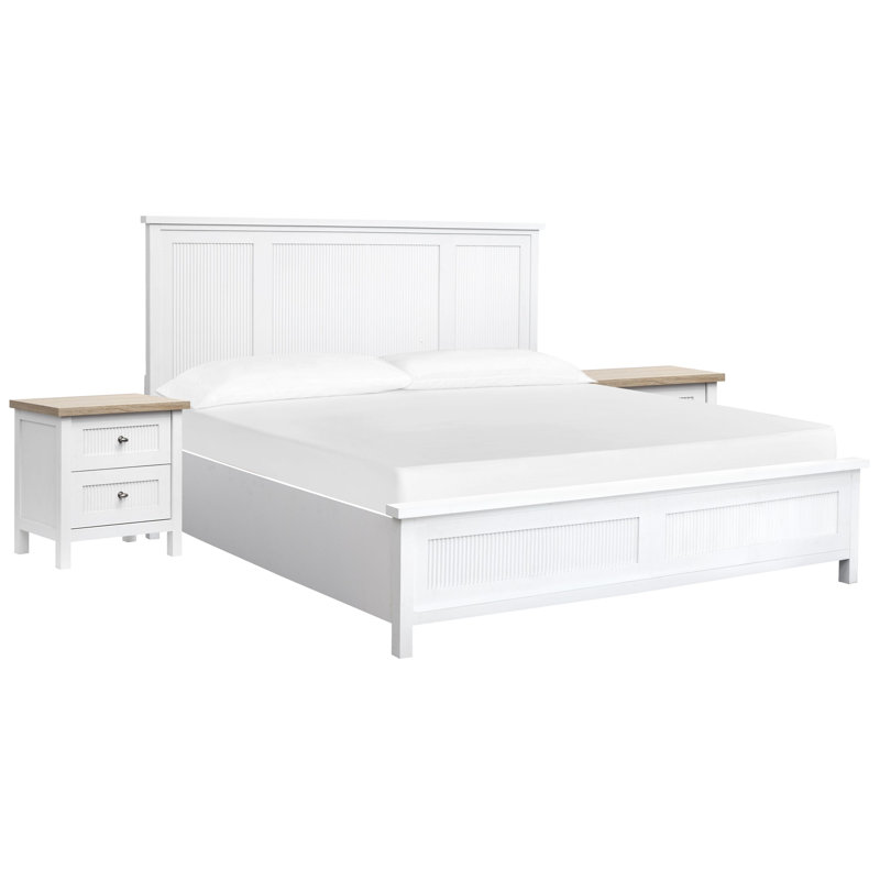 King Panel Bed With 2 Nightstands, 3 Pcs: Bed, 2 Nightstands, King