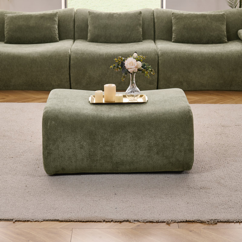 35.5"  Upholstered Modular Compression Ottoman, Gray