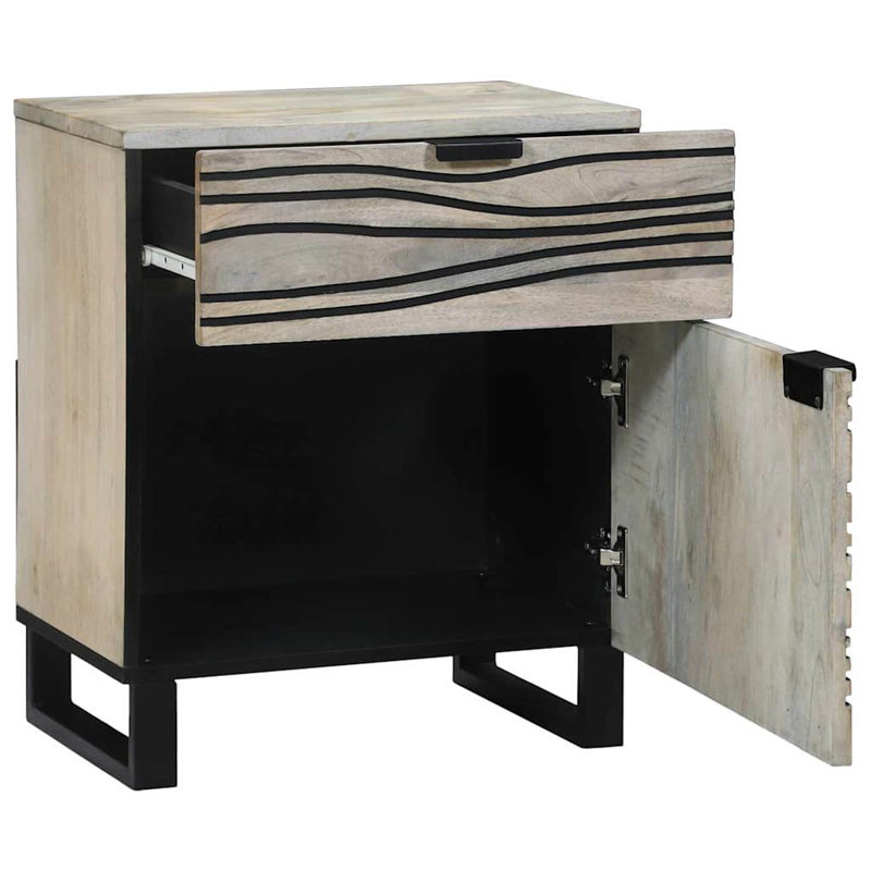 Bedside Cabinet 50 X 33 X 60 Cm Solid Mango Wood, White