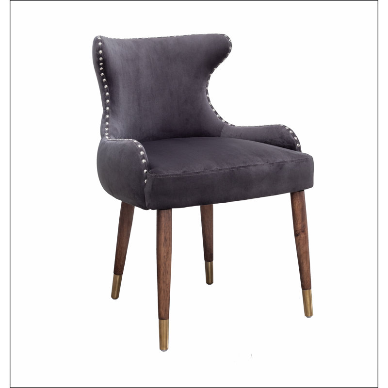 Fauteuil décoratif en velours Lindale, Gris