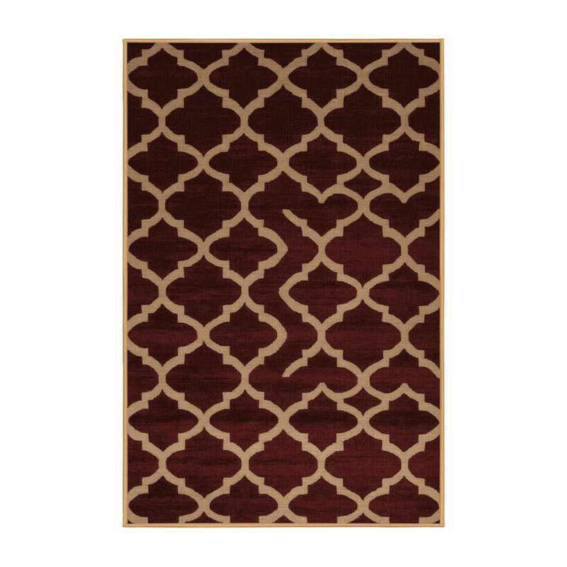 Tapis brun treillis lavable à la machine, Rectangulaire 2 pi x 3 pi
