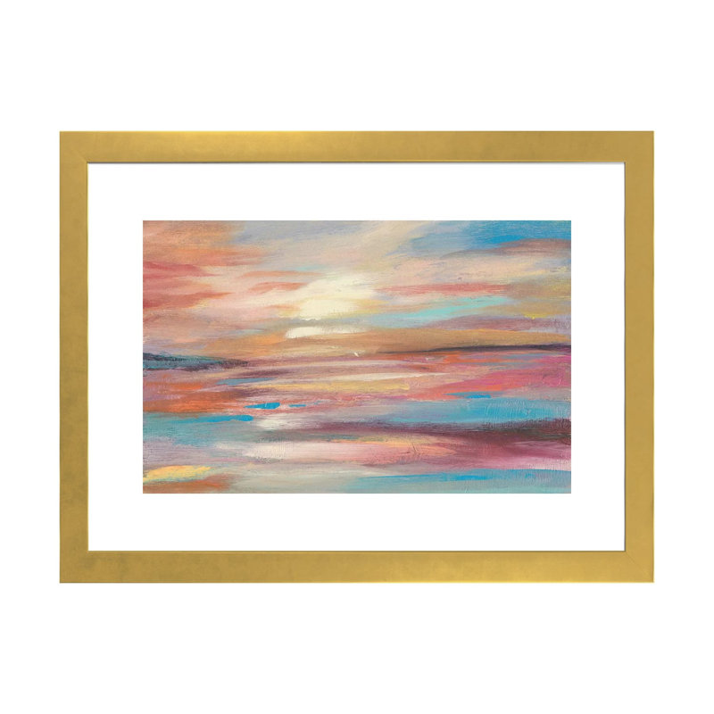«Sunset Light IV» par Jennifer Goldberger - reproduction d'art sur toile, H 16 po x l 24 po x P 1 po, Papier encadré doré