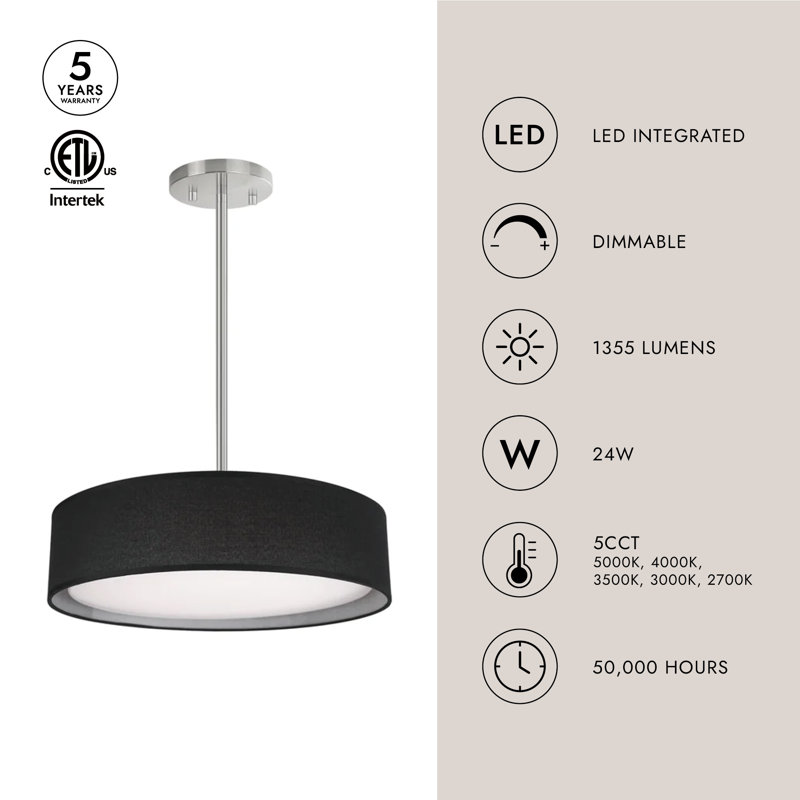 Dalton 1 - Light LED Flush Mount, 4.25" H x 16" W x 16" D