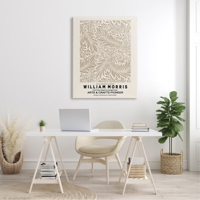 " Detailed Beige Botanical Leaves William Morris Text " by Ros Ruseva