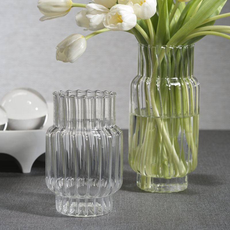 Mimo Clear Nyquan Glass Vases, Set of 2