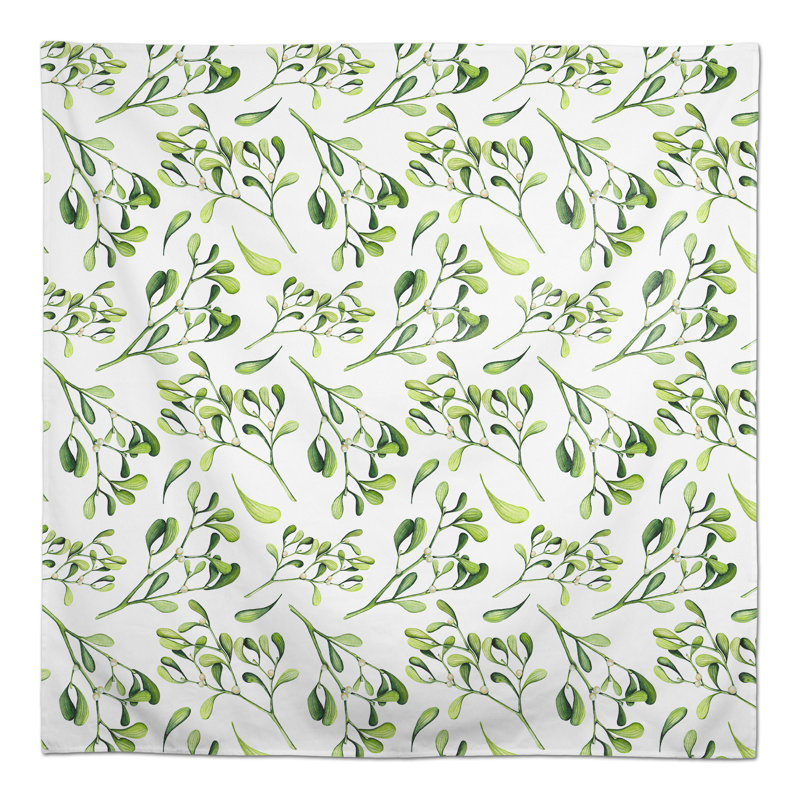 Nappe aquarelle feuilles et baies grises 2, Vert