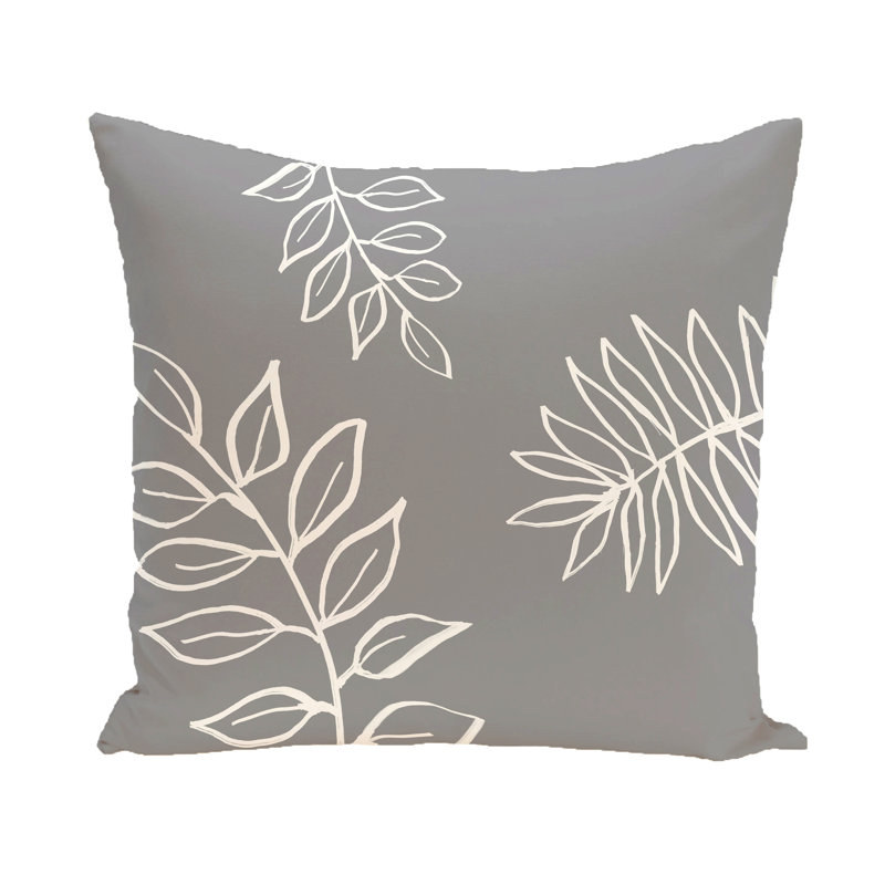 Flower Power Floral Reversible Throw Pillow, 16" H x 16" W, Gray