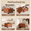 Pouf de rangement capitonné avec plateau en bois-1259576778