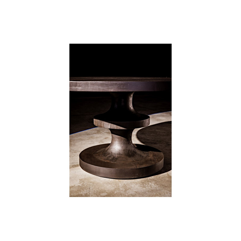 Erica Round Solid Wood Pedestal Dining Table, Black Wax