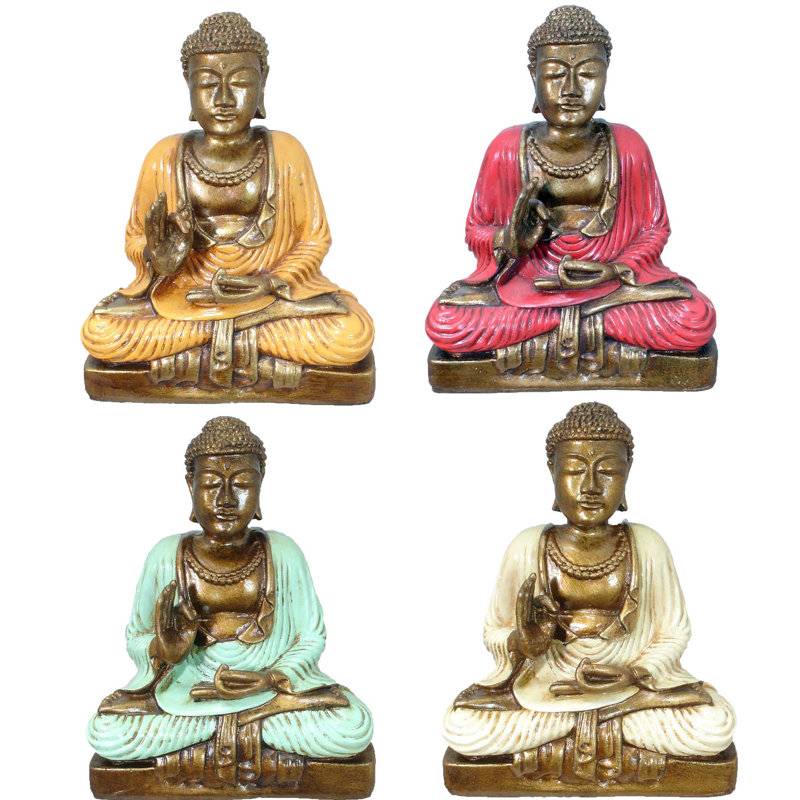 Figurine bouddha bénédiction Ylvi, Bleu sarcelle
