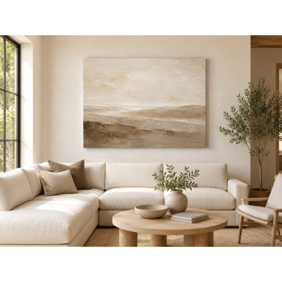 Neutral Beige Abstract Shoreline Wrapped Jaan