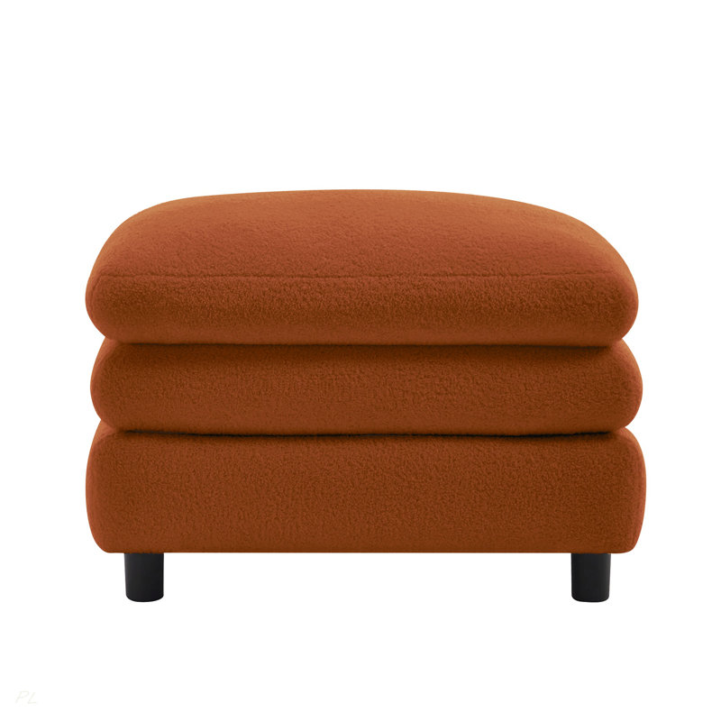 Vitoria Curved Ottoman Teddy Fabric, Orange