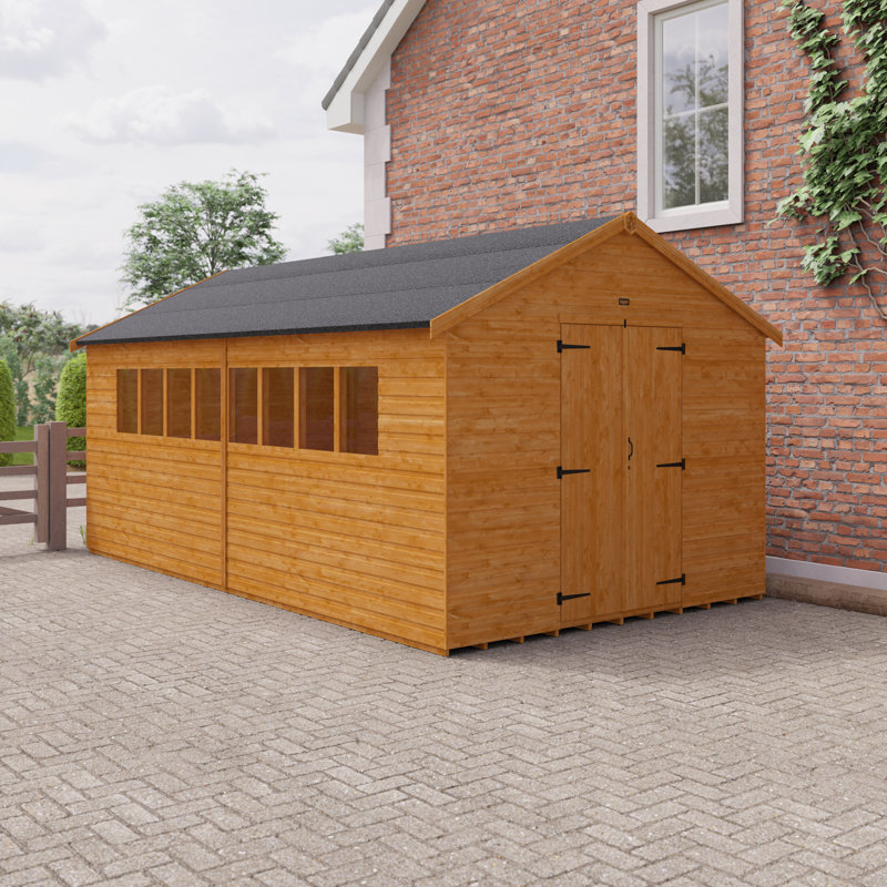 10 ft. W x 18 ft. D Solid Wood Shiplap Apex Garden Shed, 10 ft. W x 18 ft. D