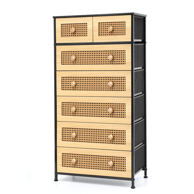Kirklan 7 Drawer Storage Chest, Black/Nature, Black/Nature