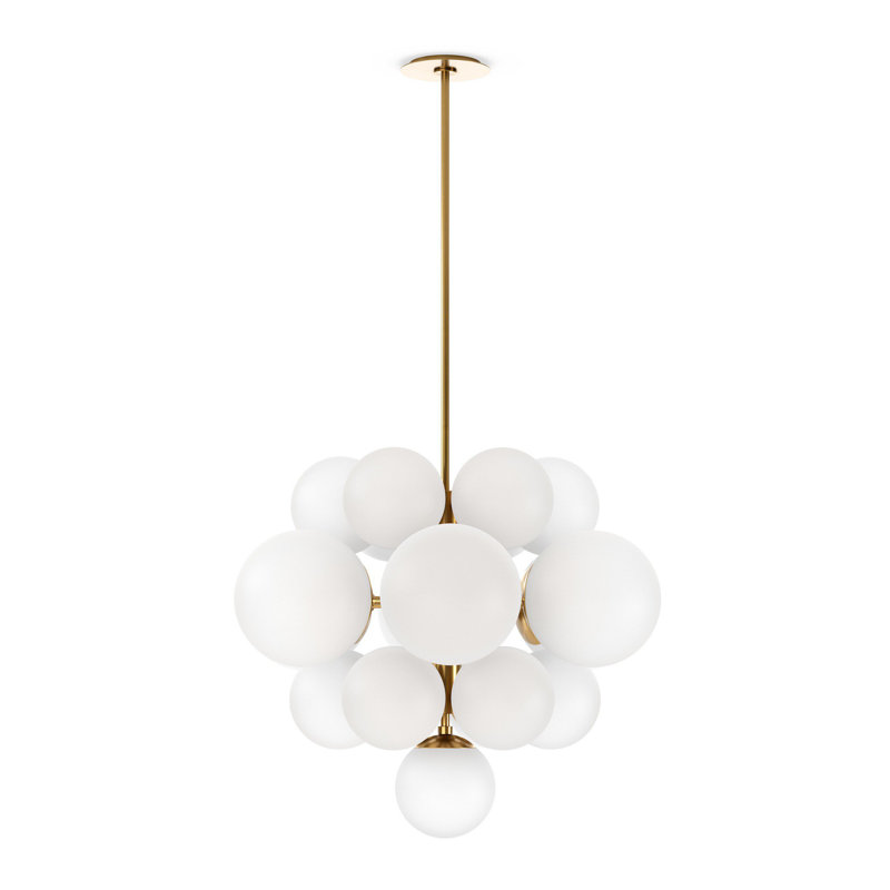 Nova 19 - Light Chandelier, White, Burnished Brass