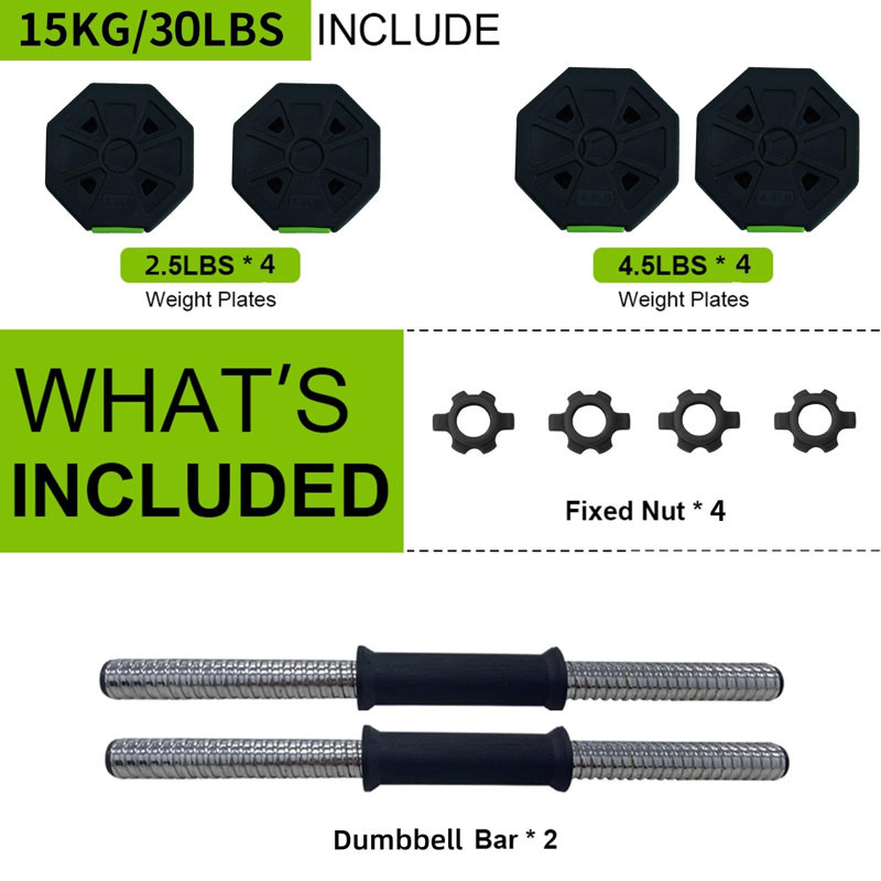 4-in-1 Adjustable Dumbbell Set 30LB