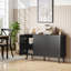 Buffet Buffet cannelé avec tablettes réglables, noir-1375141678