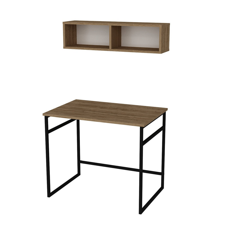 Mcleay Metal Base Writing Desk, Oak/Black