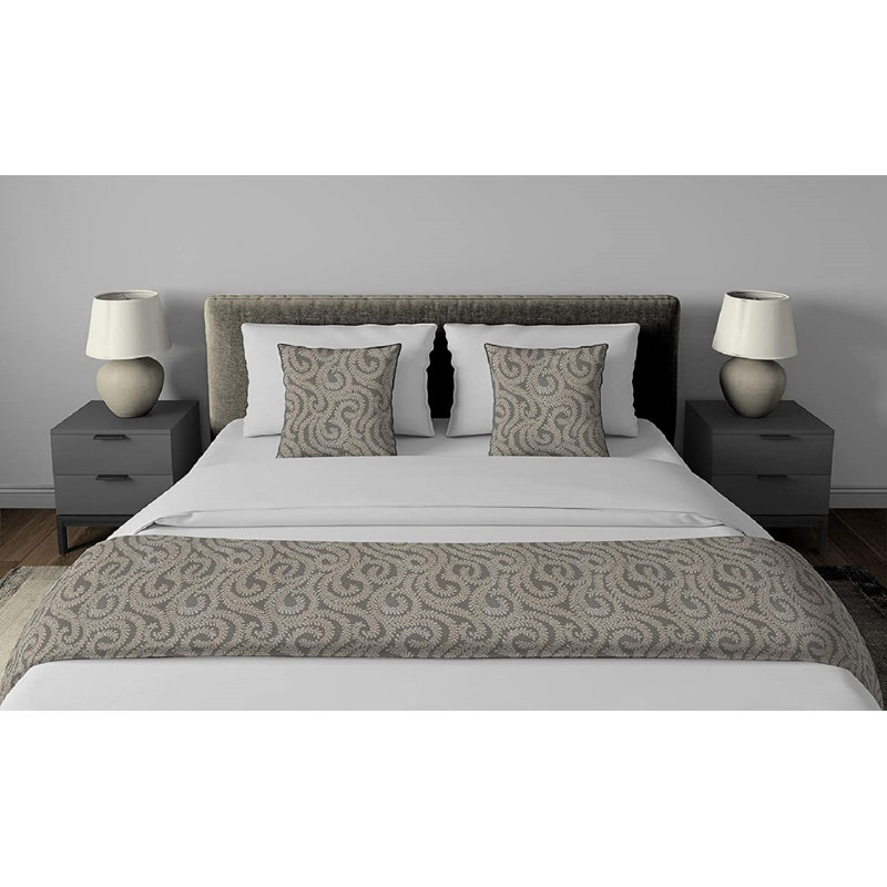 Petya Rayon Geometric Shapes Bedspread, Charcoal Grey