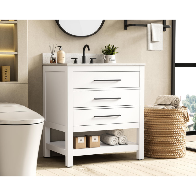 Meuble-lavabo simple 30 po_Moderne_VF60530-BS, Blanc