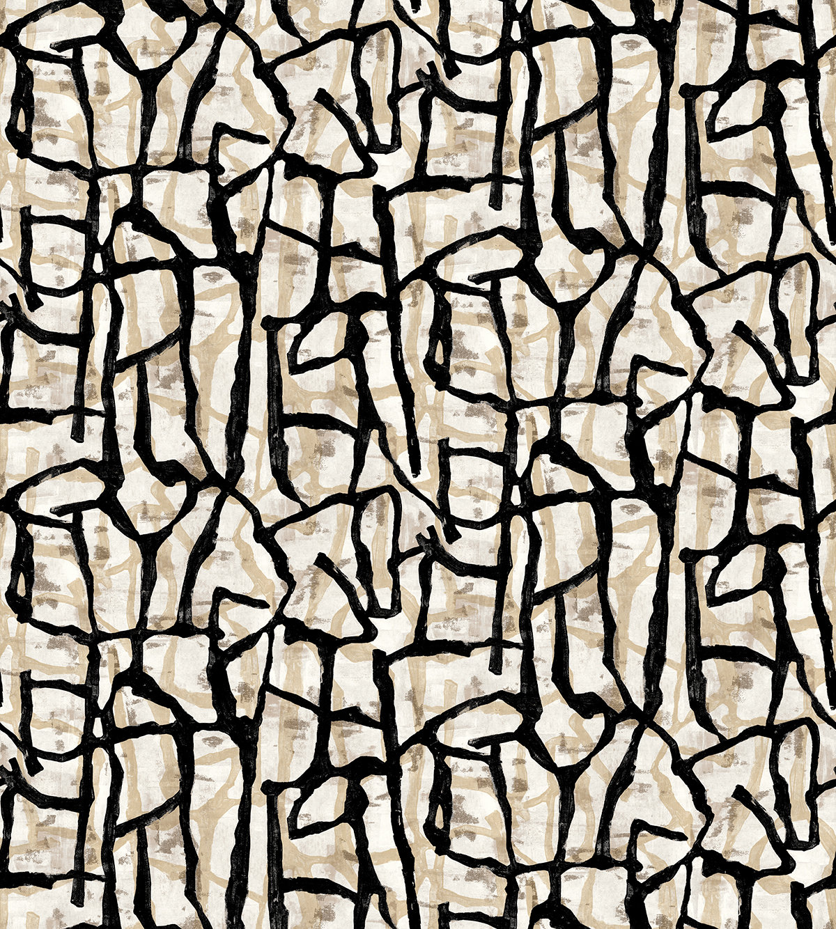 Zenia Abstract Wallpaper, Ebony/Sand