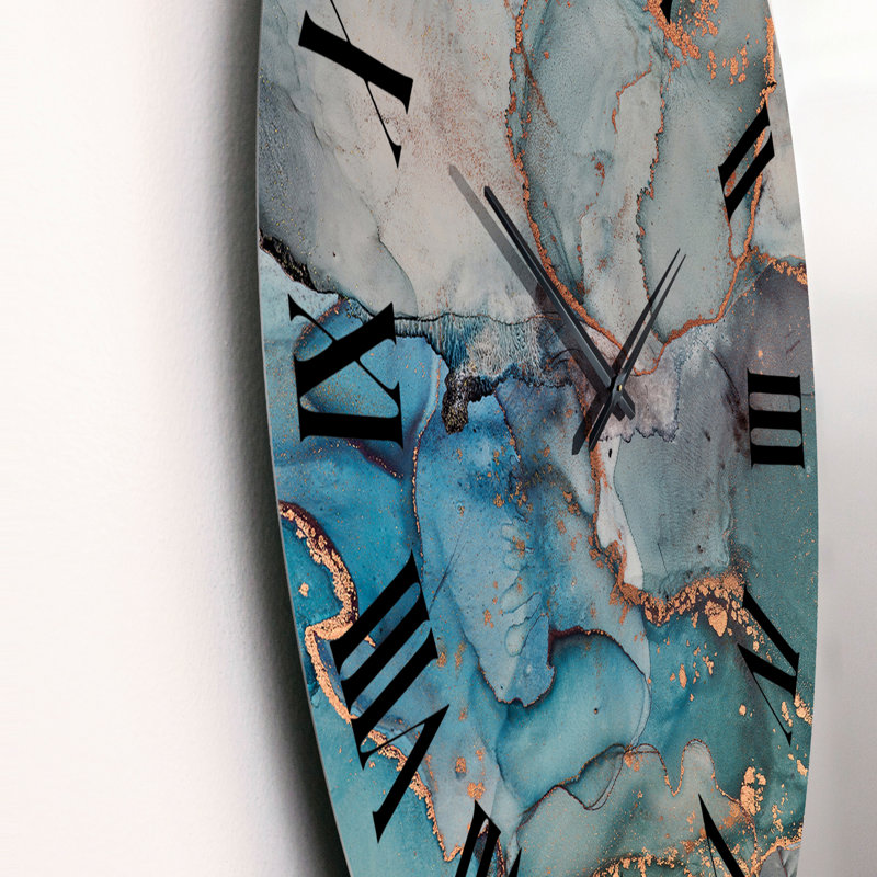 Horloge murale moderne Blue Gold, Surdimensionné
