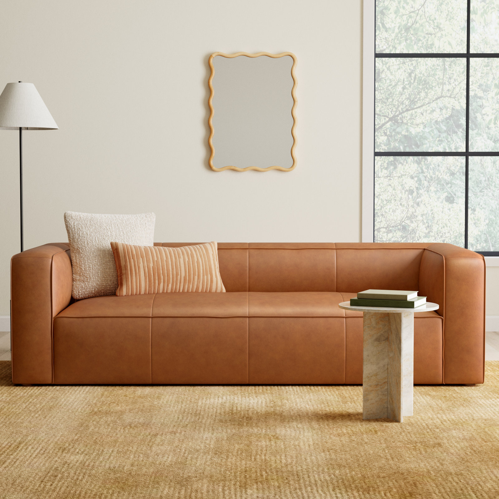 Piazza 95" Genuine Leather Sofa