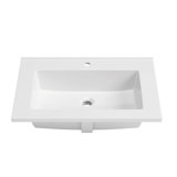 25" Solid Surface Composite Bathroom Vanity Top with Overflow and Single-Hole