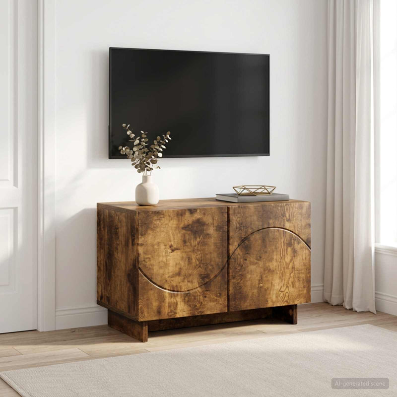 TV Stand, 40cm H x 60cm W x 34.5cm D, Smoked Oak