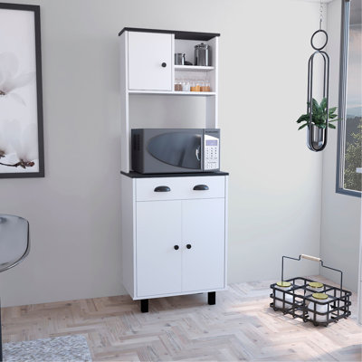 Garde-manger avec 2 armoires, 2 tablettes ouvertes et tiroir Salem