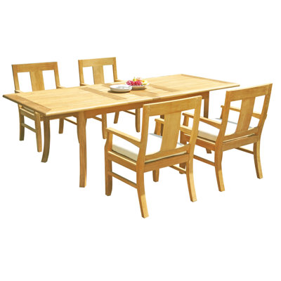 Kevon 10 - Person Teak Wood Patio Dining Set with Rectangular Table