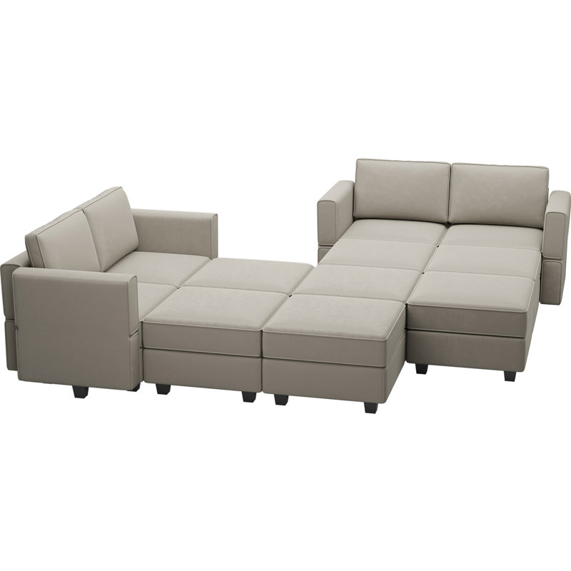 Vashudev 116.6'' Variable Modular Velvet Sectional Large Love Shaped Upholstered Couch Storage Sofa, Gray Velvet