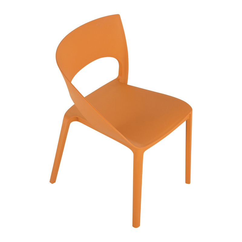 Chaise d'appoint simple en polypropylène orange tropical pour les jardins et les espaces extérieurs, résistante aux intempéries, chaises en caoutchouc antidérapantes de 4 salles à manger, siège ergonomique,