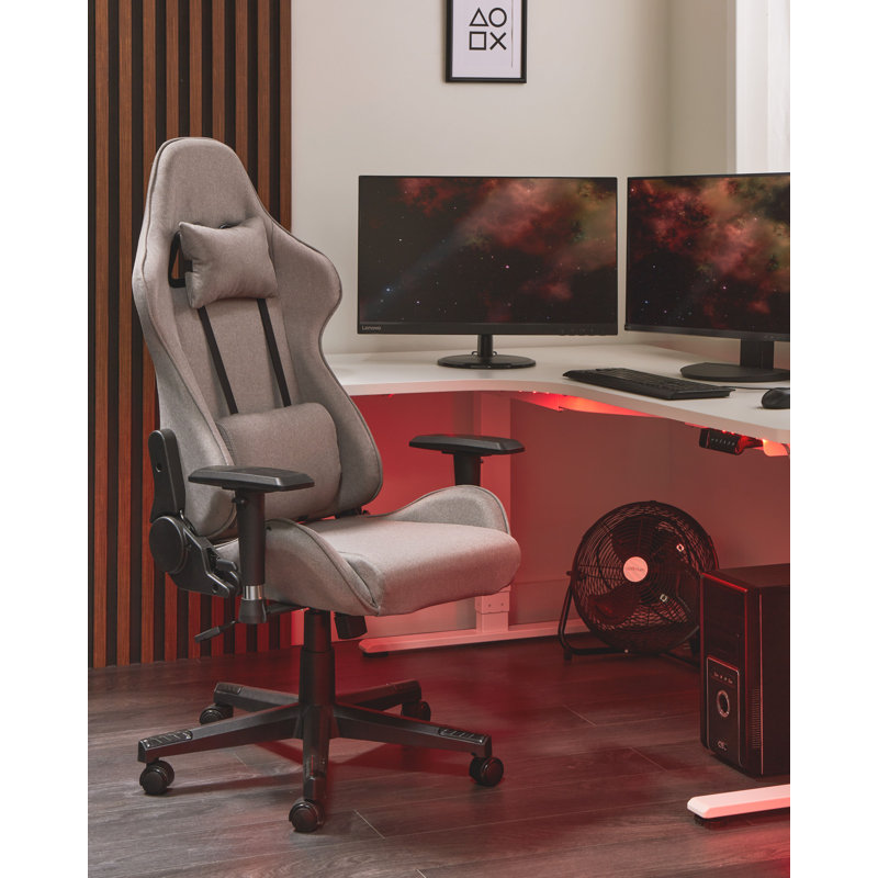 Inbox Zero Adjustable Reclining Ergonomic Swiveling PC & Racing Game Chair, Taupe