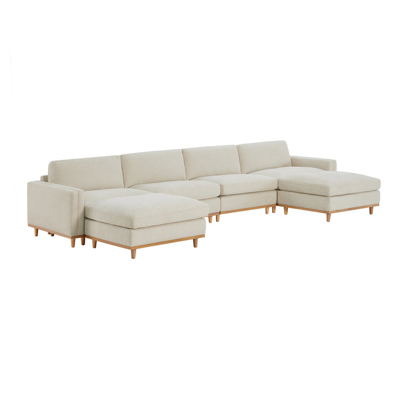 Canapé modulaire surdimensionné de 152 po avec pieds en bois massif Laima, Polyester de lin
