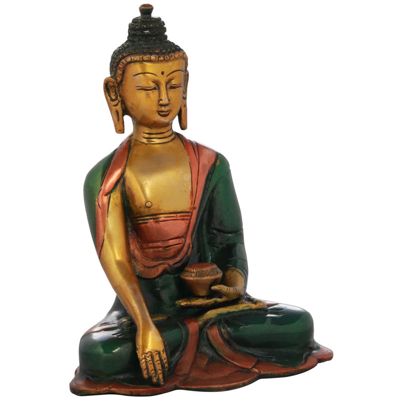 Religious & Spiritual Statue, Gold/Green/Red
