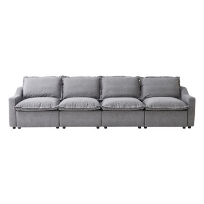 141.73'' Oversized Modular Power Reclining Sofa, 4-Seater Couch with Dual Power Recliners, USB & Type-C Charging Ports, Pet-Friendly Stain Resistant Upholstery, Down Filled Cushions